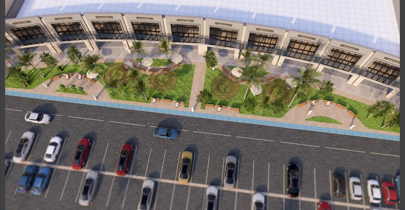 Plazas in front of the showrooms, artist’s impression