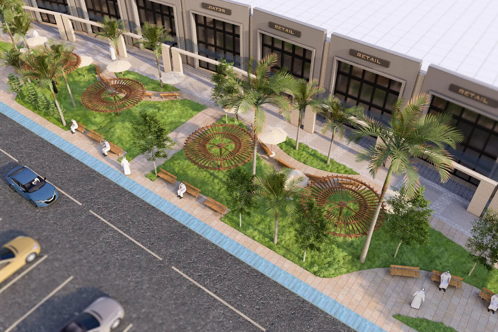 Plazas along the showrooms, artist’s impression