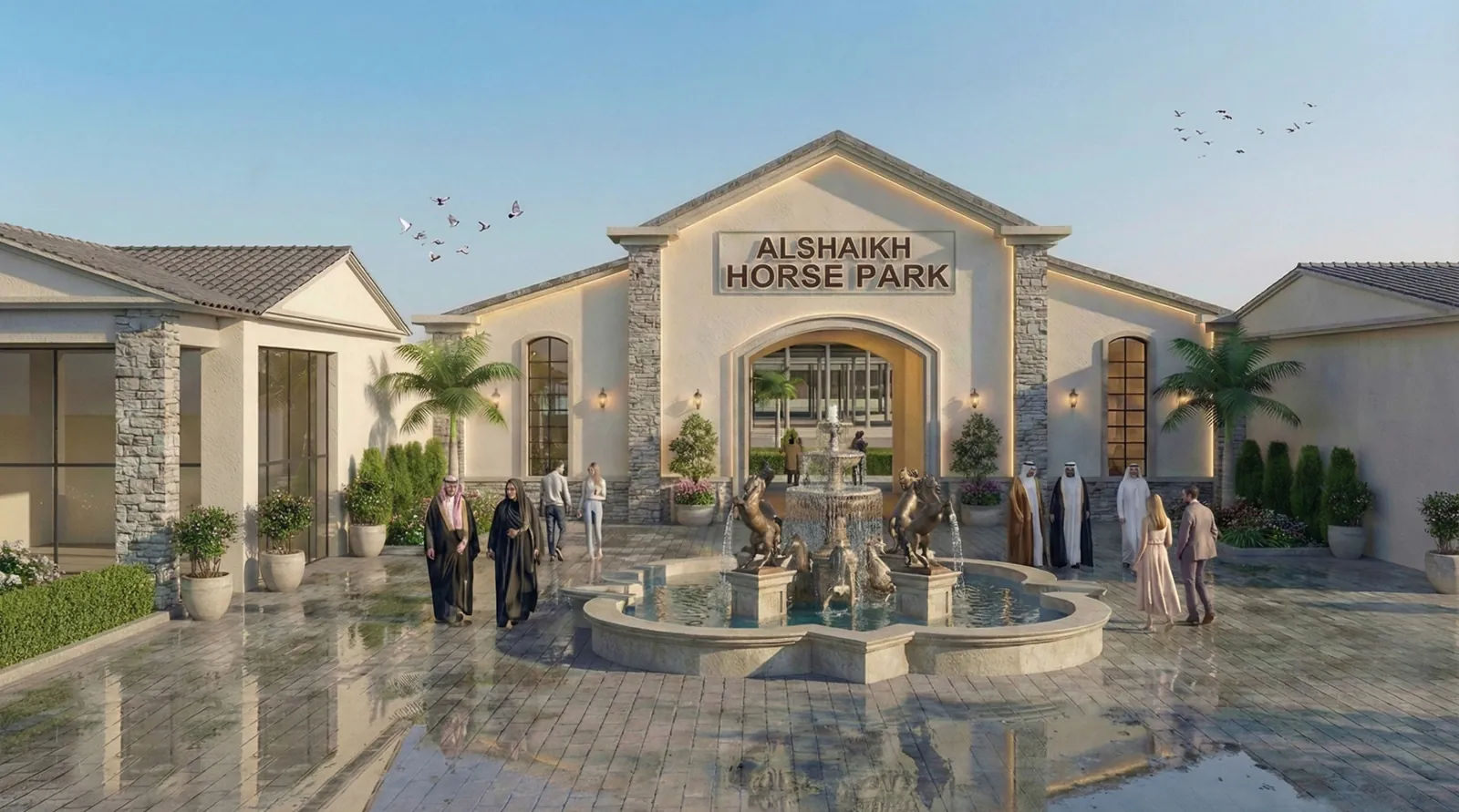 Main entrance and fountain, artist’s impression