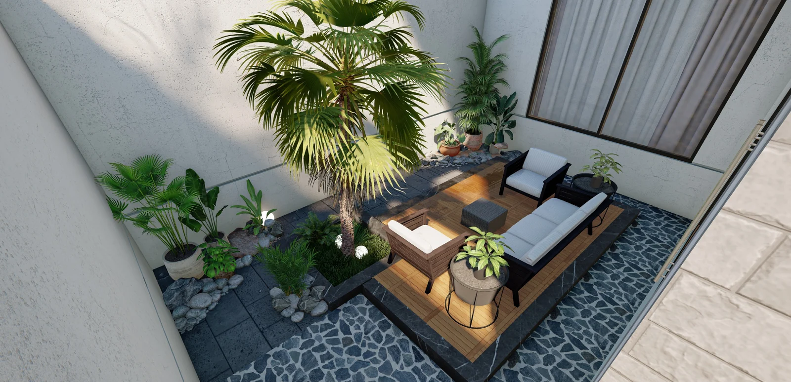 Villa model A, inner courtyard, artist’s impression